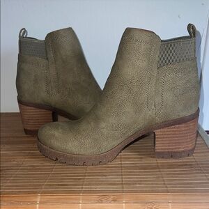Kork-Ease Olive Ankle Booties
